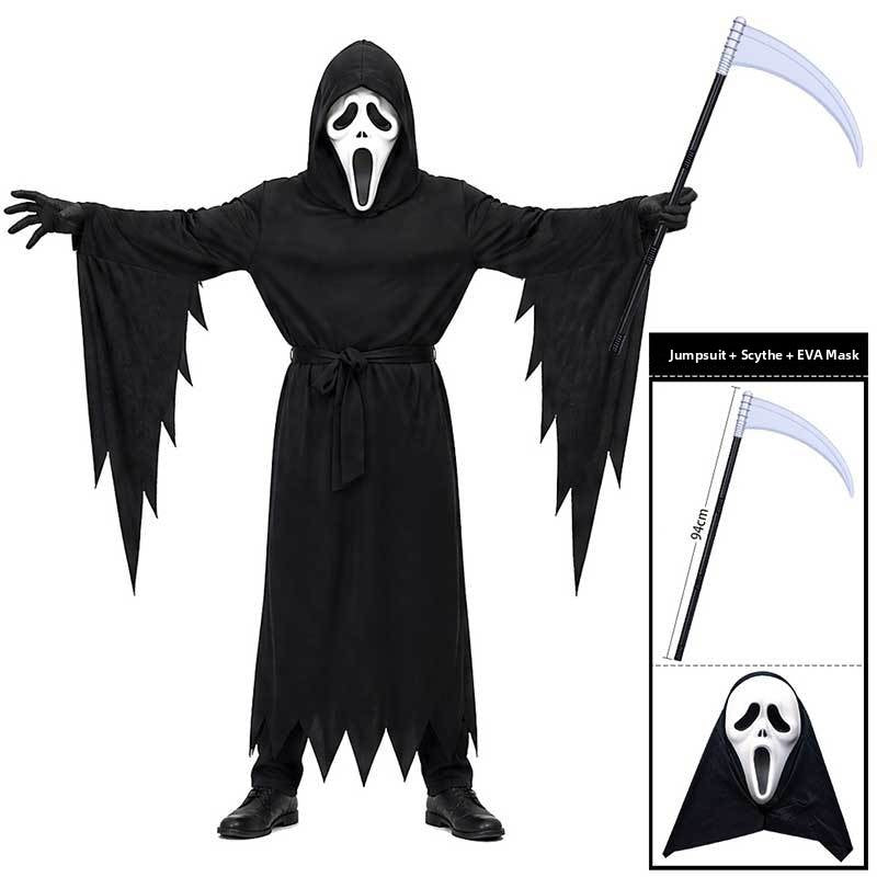 Halloween Death Costume Set with Mask and Accessory