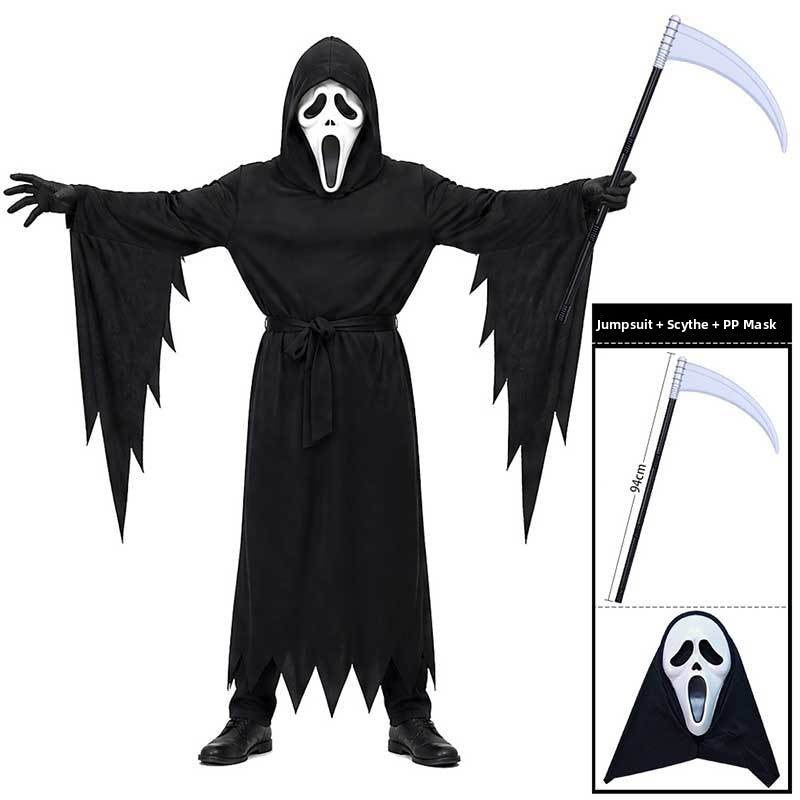 Halloween Death Costume Set with Mask and Accessory